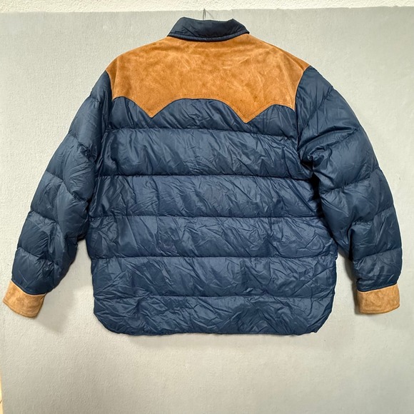 Vintage 80s Woolrich Prime Northern Down Shirt Jacket Suede Western Yoke Navy XL - Picture 14 of 14